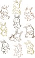 Cute Bunny. A set of ten outline, (sketch) stitch designs for 130mm x180mm hoops.