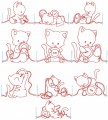 Sewing Kitty designs - 10 in each hoop size, a total of 20 designs