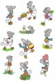 Stick Mouse.  A set of 10 manually digitised designs for 4"x4", 100mm x 100mm hoops.
